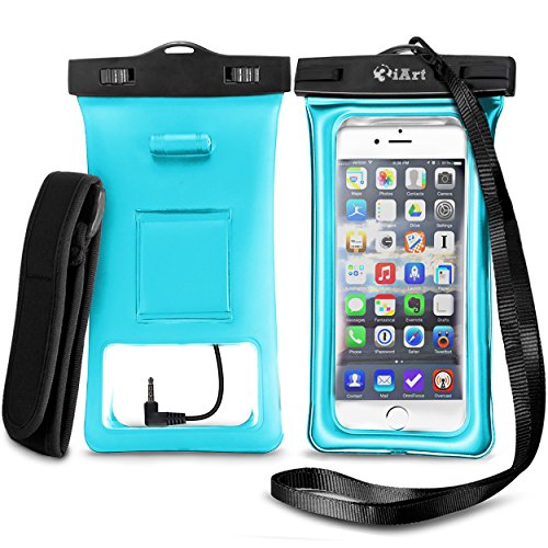 [2016 New Design] 3iARTÂ® Floatable Waterproof Case Dry Bag with Armband and Audio Jack for iPhone 6, 6 plus, 6s, 6s plus, 5, 5s, 4, Andriod; Eco-Friendly TPU construction Waterproof Bag and IPX8 Certified to 100 Feet