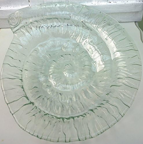 CBI Clear Glass Dish Plate Bowl Shell Spiral Seashell Bowl Bathroom Accessory Decorative Bowl Green Tint 30cm