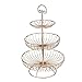 Produktbild AparkEU Obst Etagere - 40 cm Obstkorb für Mehr Platz auf der Arbeitsplatte - Obstschale Metall als Dekorativer Hingucker in Ihrer Landhaus-Küche, 3 Ablagekörbe, 30 cm, 24 cm, 17cm (Farbe: Rosa)