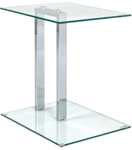 Tavolino HAKU In Acciaio Inox E Vetro Di Sicurezza – Bianco, 40x46x40 Cm, Stile Moderno