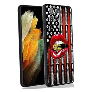 Compatible with Samsung Galaxy S22 Ultra Bullet Lips Case,Luxury Retro Elegant Bullet Red Lips Metal Cool Design for Samsung Case Men Women,Soft Silicone Trendy Protective Case for Samsung
