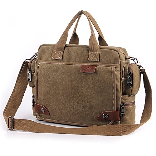 AILOVYO - Borsa a tracolla da uomo, in tela, stile casual, vintage, multifunzione, colore: cachi