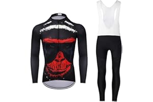 MOXILYN Abbigliamento Ciclismo Set Manica Lunga Completo da Ciclismo per Uomo con Imbottiti Silicone 20D ad Antivento asciugatura per MTB Ciclista Corsa All'aperto