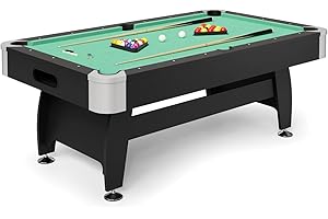 PLAY4FUN Billard Américain avec Retour de Boules Automatiques et Accessoires, 220 x 123 x 80 cm - Noir et Tapis Vert