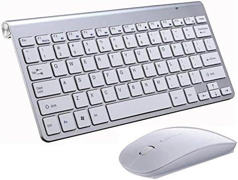 Pikeman Low-noise Ultra-thin mini keyboard suit 2.4 G wireless keyboard and Mouse Combo Set — Keyboard and Mouse Included, 2.4GHz Dropout-Free Connection, Long Battery Life (Silver)