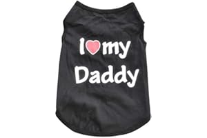 Ducomi Pets Love T-Shirt für Hunde und Katzen aus Baumwolle – Sommer-T-Shirt für Kleine und Mittelgroße Hunde und Welpen – T-Shirt Chihuahua, Pudel und Rassen Toy (L, Daddy Black)