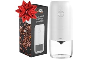 MIRU Macina Caffe' Elettrico Regolabile Senza Fili Con Macine in Ceramica, 5 Modalità Di Macinatura, Macina Spezie, Semi e Lino, Rivestimento Antiscivolo (Bianco, Capacità Di 30 g)