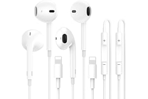 KUPRO 2 Pack iPhone Wired Headphones [MFi Certified] In-Ear Stereo Sound Earbuds Built-in Microphone and Volume Control Noise Earphone Cancellation Compatible with iPhone 14/13/12/11/SE 2020/XS Max/XR/X/8/7