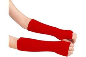 OTKARXUS Women Arm Warmers,1 Pair Knitted Fingerless Gloves Mittens with Thumb Hole,Winter Warm Long Sleeve Wrist Warmers for Women Ladies Girls