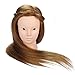 Hairdressing 80% Brown Professional Real Hair 22 Inch,CoastaCloud Training Mannequin Head Hairdresser Human Hair with Clamp