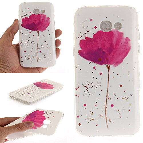 Samsung A3 2017 Hülle,Samsung A3 2017 Hülle TPU Case Schutzhülle Silikon Case,3D Kreative Ultra Slim Soft Licht Klar Transparent Silikon Gel Gomma TPU Hülle Case für Samsung A3 2017 with 4,7 Zoll,Cool 3D Romantic Flower Animal Cartoon TPU Silikon Schutz Handy Hülle Case Tasche Etui Bumper für Samsung A3 2017