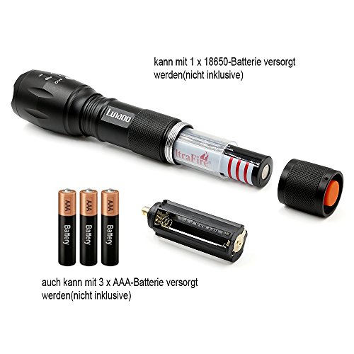 Lunaoo 1000 Lumen LED Taschenlampe, Superhelle Zoombare HandLampe mit Einstellbaren Fokus und 5 Leuchtmodi für Fahrradfahren Camping Außen Outdoor Haushalt Büro usw. - 3