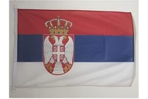AZ FLAG - Drapeau Serbie - 45x30 cm - Pavillon Nautique Serbe Spécial Bateau Et Extérieur En Maille Bloquée Avec Anneaux Plastiques Intégrés - 30g