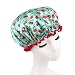 Stylish Design Waterproof Double Layer Shower Cap Spa Bathing Caps, Green Cherry