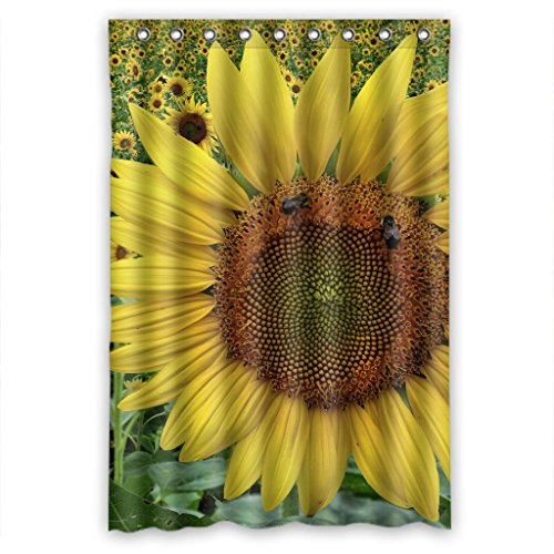 Preisvergleich Produktbild Sweet Sunflowers Field Bienen Hotselling Home Fashion Hohe Qualität Stoff Badezimmer Dusche Vorhang, Polyester-Mischgewebe, 48"(w) x 72"(h)