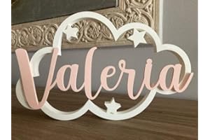 Tres Aristas Decorative Cloud with Personalised Name – Original Gift for Newborns, Babies and Children – Children's Room Decoration for Door, Wall or Shelf – Choice of Colours