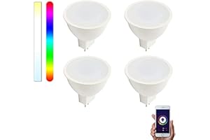 SMARTFY Bombilla Inteligente WiFi Marca España GU5.3/MR16 LED 12VAC/DC 460LM RGBW 5W compatible con Alexa, Google Home y Smart Life, Multicolor Regulable (4)