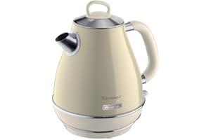 Ariete Bouilloire Vintage 2869, Bouilloire Électrique avec Niveau D'Eau Visible, Base Sans Fil 360°, Arrêt Automatique, Filtre à Thé, Capacité 1,7 L, Acier Inoxydable, 2000W, Beige