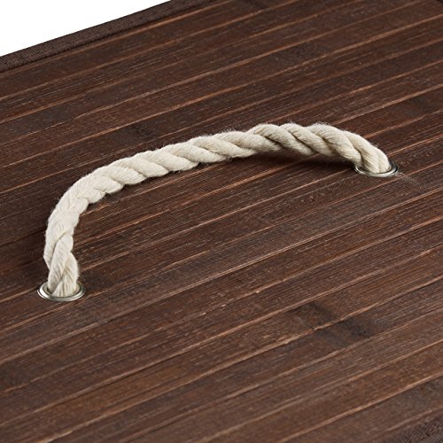 Relaxdays Wäschekorb Bambus H x B x T: ca. 65,5 x 43,5 x 33,5 cm faltbare Wäschetruhe rechteckig mit einem Fassungsvolumen von 83 L mit Wäschesack aus Baumwolle zum Herausnehmen als Wäschepuff, braun - 6