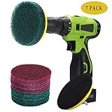  Cepillo de taladro eléctrico, cepillo de taladro + kit de limpieza de almohadilla de limpieza para cepillo de coche para limpiar el coche, alfombra, baño 7pcs