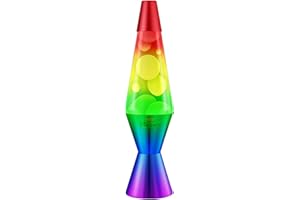 Meown 14.5 Inch Rainbow Liquid Motion Lamp Colourful Wax Light with Glass Bottle and Metal Base Retro Mood Light with UK Plug and Bulb for Bedroom Living Room Office Gifts