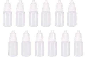 jeufun 10ml/0.34oz Eye Dropper Bottles, 12 PCS Plastic Squeezable Translucent Liquid Empty Bottles with Cap and Removable Plug For Home, Work, Travel, White