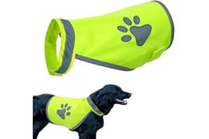 Sikweny Gilet Jaune Bandes Réfléchissantes Gilet Reflechissant avec éléments Réfléchissants Harnais Lumineux Chien Conception Réglable pour Promenades Nocturnes Aventures en Compagnons（M