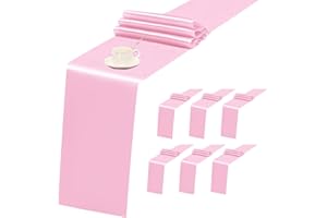 HASJOIN 6 Pack Pink Table Runner ,Satin Table Runners, 12x72 Inch Silk Table Runner for Wedding Party Birthday Banquet Table Decoration