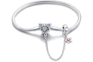 LONGLUCK Damska bransoletka ze srebra próby 925, wąż, ważka i czterolistna koniczyna, zawieszka charm, bransoletka z cyrkonią 5A, dla kobiet, prezent dla niej