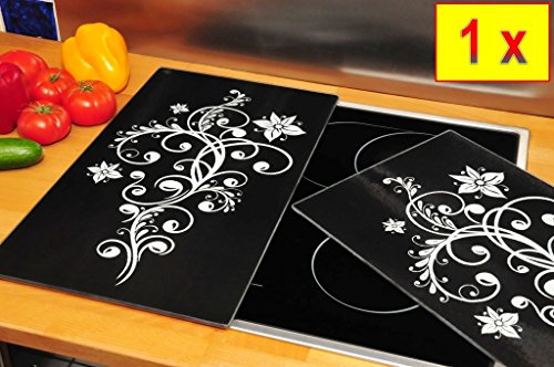 Grill-, Wand- & Herdabdeckung + Spritzschutz-GlasGrill-Schneideplatten massiv, ca. 52 cm x 30 cm x 0,8 cm 1-tlg. Set schwarz, Herdabdeck-/Grill-Schneideplatte, Herdblende,Herdabdeckplatten für Elektroherd mit Ceran,Ceranfeld,Induktion Kochfeld