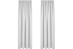 Deconovo Cortina Opaca Termica Aislante para Habitacíon Infantil Fruncida 2 Piezas 140 x 175 cm Gris Perla