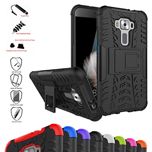 Zenfone 3 5 2 ZE520KL Funda Mama Mouth Heavy Duty silicona h  brida con soporte C  scara de Cubierta Protectora de Doble Capa Funda Caso para Asus Zenfone 3 5 2 ZE520KL Smartphone 2016 Negro