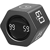 QUMOX F6 Timer Pomodoro Esagonale con Gravità, Vibrazione/Suono Regolabile, 6 Intervalli, Ricaricabile USB-C per Studio, Lavo