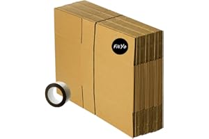 FitYo - Lot de 25 Cartons de Déménagement Renforcés - Spécial Livres ou Objets Lourds - Dimensions 50 x 30 x 25 cm + 1 rouleau adhésif offert - Parfait pour un Déménagement ou une Expédition (25)