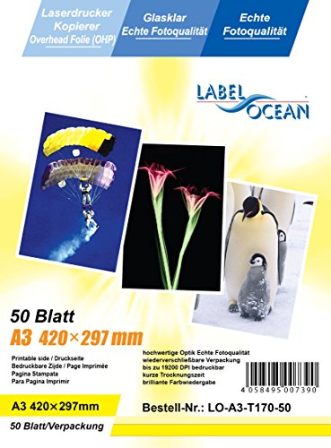 labelocean - 50 fogli A3 Pellicola trasparenti rétroprojection OHP compatibile laser