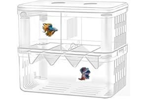 BEGONDIS Fish Breeding Box for Aquarium, 11x 10 x 7cm, Transparent Adjustable Isolation Box, Guppy Betta Tank Separator