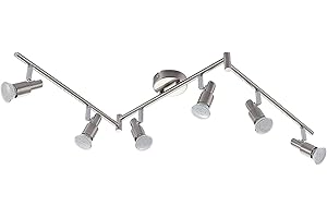 ELC EUROPEAN LIGHTING CIRCLE ELC LED Deckenlampe, schwenkbar & drehbar, 6 flammig, inkl. 6 x 5W GU10 LED Leuchtmittel, LED Deckenleuchte, Deckenstrahler warmweiss, Metall nickel matt chrom Deckenspot, Spot, Strahler