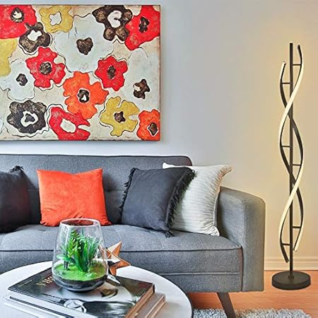 Stehleuchte LED mit Fernbedienung, ELINKUME Schwarze Spirale Dimmable