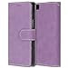 Produktbild BQ Aquaris M5 Hülle, Chreey Matt Leder Tasche Retro Handyhülle Magnet Flip Case mit Kartenfach Geldbörse Schutzhülle Etui [Lila]