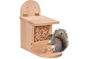 SHARHARGE Wood Outdoor Squirrel Feeder Box With Lift-up Lid, Corn Squirrel Food Just For Squirrels For The Garden, Squirrel Feeding House For Outside, Installed On Fence Or Tree, Outdoor Feed Station