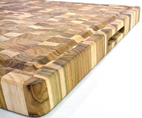 Rechteckig aus massivem Teakholz Stirnholz Schneidebrett/Schneideblock 60cm x 45cm x 3.8cm - 2