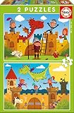 puzzles educa borras piezas perdidas 2 puzzles de 48 piezas, Dragones y Caballeros