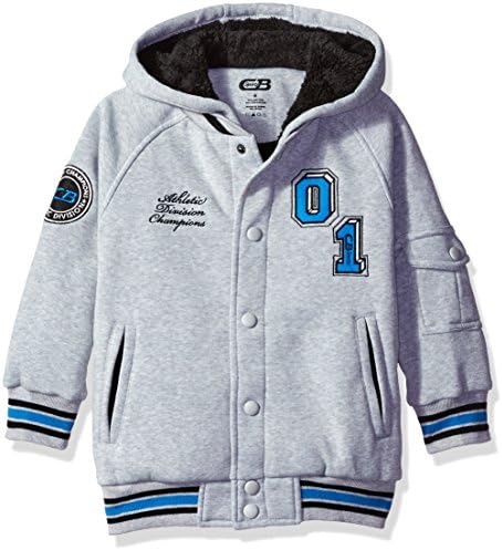CB Sports Big Boys' Sherpa Lined Varsity Styled Fleece Hoodie, Heather Grey, 8