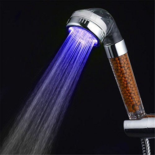 LESOLEIL Handbrause Duschkopf mit Brauseschlauch und Halterung Regenbrause Wassereinsparung Ionic Shower Filter Chlor Filtration Showerhead 3 Farben LED - 3