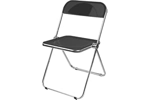WILLONIN Transparent Chaise Pliante pour Banquet Conférence Fête - Fort Obuste Cadre Métal Acrylique Balcon Bains De Soleil Empilable, Stable Et Léger (Noir Pur)