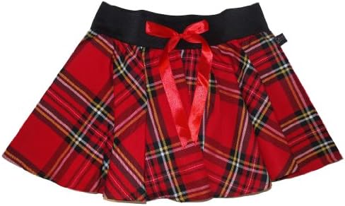 Crazy Chick 9" Tartan Mini Skater Skirt with bow - Choice of Colours (M/L, Red/Black Tartan)