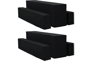 HASJOIN 2 Packs Beer Table Covers Set of 3, Beer Table and Beer Bench Covers, White Beer Tent Set 220 x 50 x 75 cm, 50 cm Table Width, for Outdoor Garden Banquets (Black)
