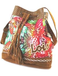 Bolsa de lona 'Lois Jean'marrón multicolor - 28.5x25x12 cm.