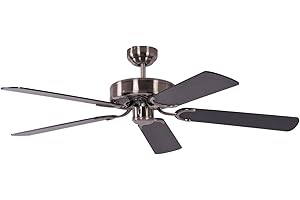 Pepeo Ventilateur de plafond sans éclairage Potkuri, argent patiné, pâles réversibles noires / rayures, 132 cm