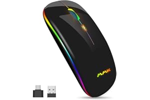 AMZCASE Mouse wireless Bluetooth,mouse sottile Mouse wireless USB ottico portatile 2.4G,mouse LED a doppia modalità ricaricabileper laptop,PC,Mac OS,Android,Windows